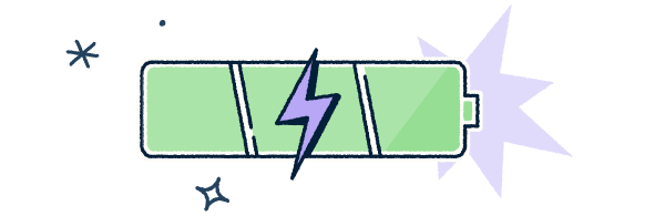 Illustration of a battery charged to 100%